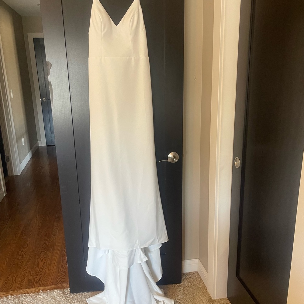 Simple Open Back Fit and Flare Wedding Dress - Picture 11 of 14